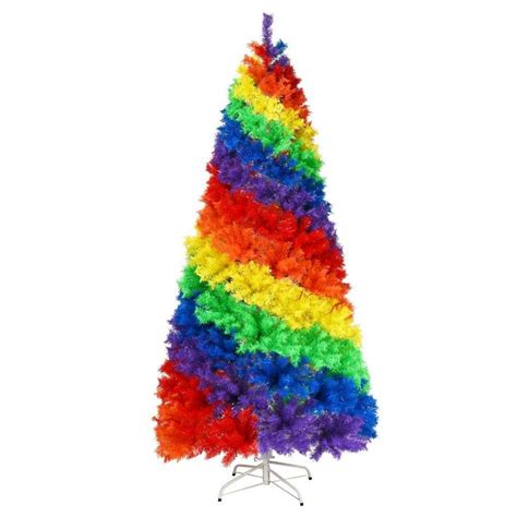 7 ft. Unlit Colorful Rainbow Full Fir Artificial Hinged Christmas Tree …