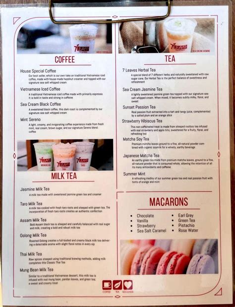 7 Leaves Cafe Menu
