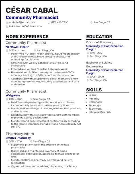 7 Pharmacist Resume Examples That Worked In 2023 Pharmacy Student Resume - Pharmacy Student Resume