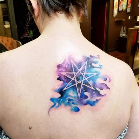 7 pointed star done in negative space in singe space! space 