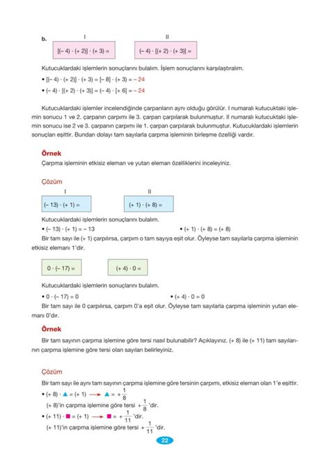 7 sınıf matematik sayfa 22 cevapları