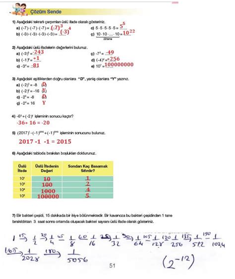 7 sınıf matematik sayfa 51 cevapları