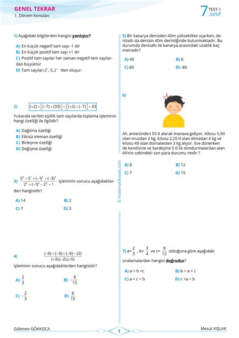 7 sınıf pdf matematik
