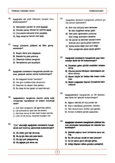 7 sinif türkçe test pdf