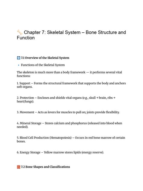 7 Skeletal System Bone Structure And Function