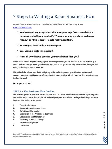 7 steps to writing a basic business plan