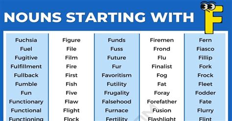 720 Nouns That Start With F In English Easy Words That Start With F - Easy Words That Start With F