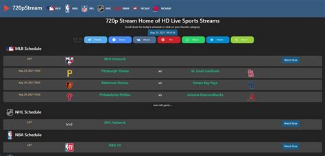 720 p stream. 720pStream is a free sports channel that primarily covers US sports including NFL, NBA, NHL, MLB, NCAAF, NCAAM, MMA and Boxing events. 
