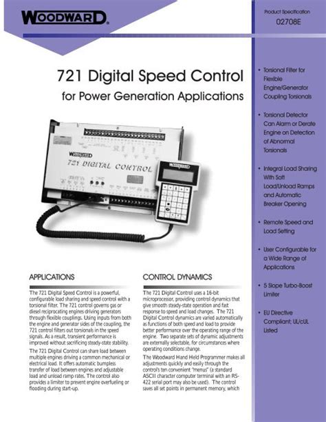 721 Digital Speed Control For Reciprocating Engines