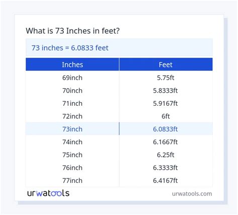 73 Inch In Feet
