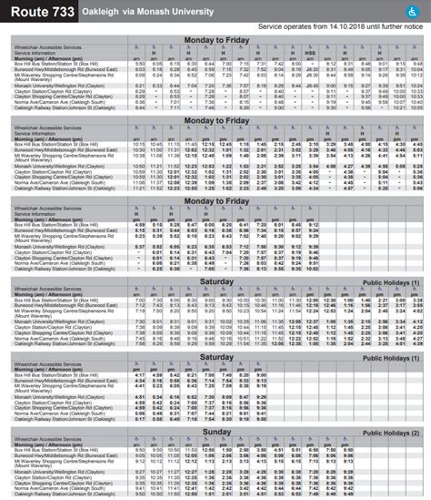733 Bus Timetable