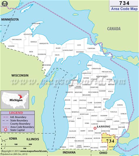 734 area code in michigan