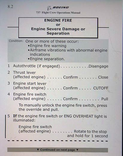 737 engine fire checklist