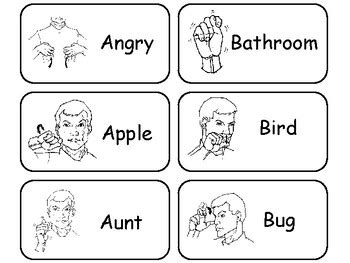 74 American Sign Language Picture Word Flash Cards Learn American Sign Language
