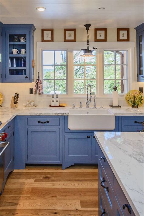 75 Blue Kitchen with White Cabinets Ideas You