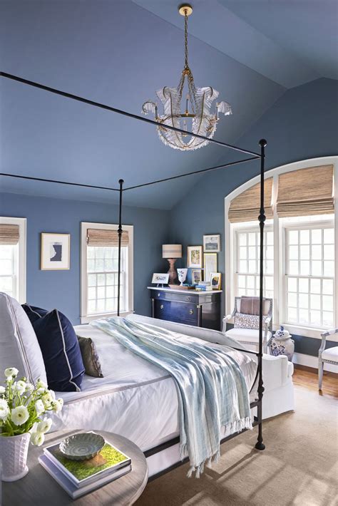 75 Rustic Bedroom with Blue Walls Ideas You