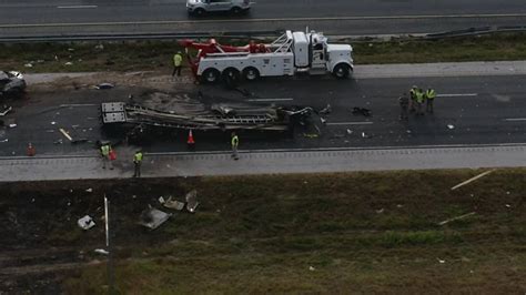 All southbound lanes of I-75 were blocked until 1:40 p.m. as an investigation was conducted, troopers said. The crash occurred just south of Bruce B. Downs Boulevard at 8:24 a.m.