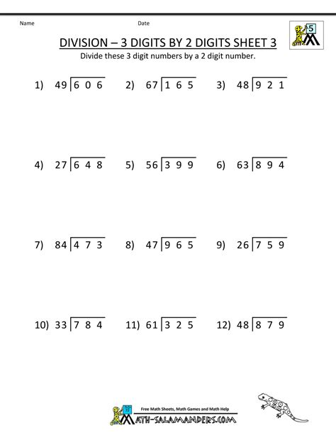 76+ Free Worksheets For Long Division With 2 Digit Divisor For 5th