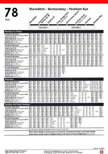 78 Bus Timetable