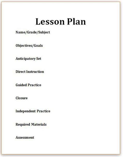 7Step Lesson Plan Template Lesson Plan Education Theory