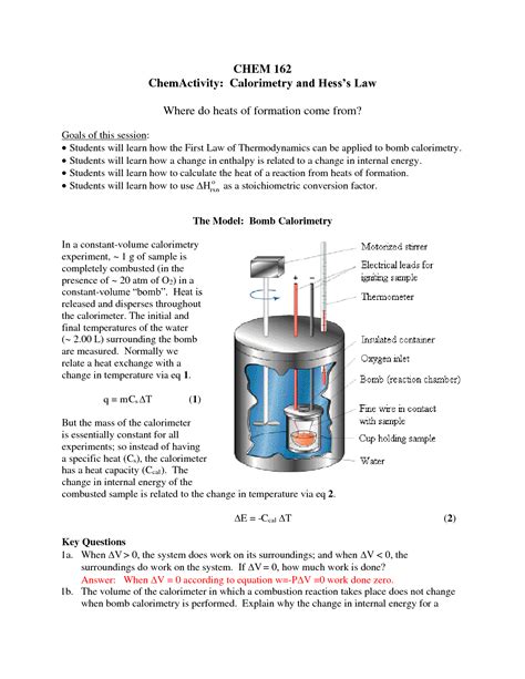 7a First Law Enthalpy Calorimetry And Hess X27 Chemistry Thermodynamics Worksheet - Chemistry Thermodynamics Worksheet