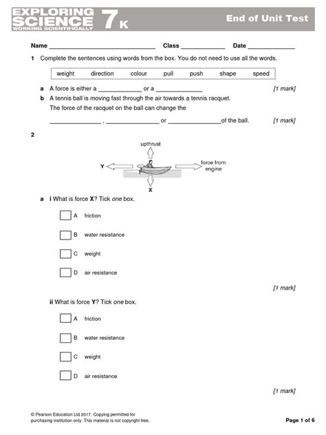 7k end of unit test answers science