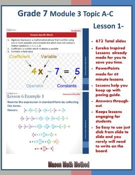 7th Grade Module 3 Expressions And Equations Topic A Use