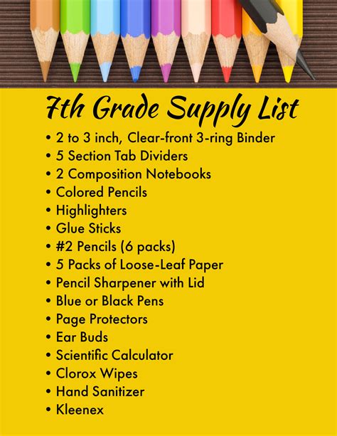 7th Grade School Supply List - Dryden Middle Schools