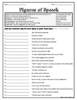7th Grade Figurative Language Worksheets Tpt 7th Grade Figurative Language Worksheet - 7th Grade Figurative Language Worksheet