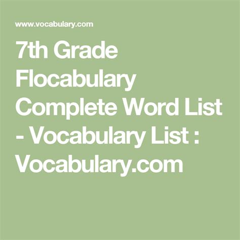 7th Grade Flocabulary Complete Word List Vocabulary List Vocab 7th Grade - Vocab 7th Grade