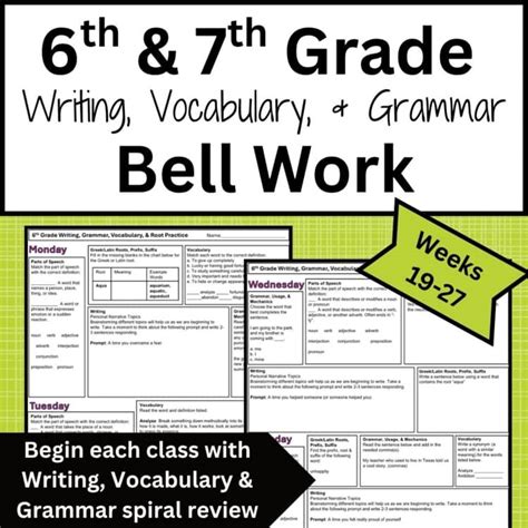 7th Grade Grammar Bell Work Common Core