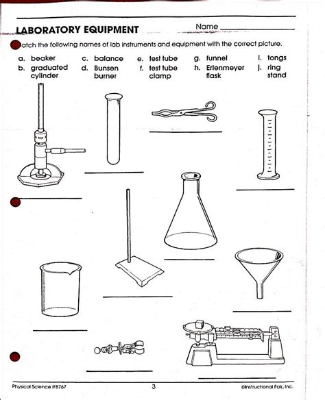 7th Grade Lab Equipment Worksheet   Science Laboratory Equipment Worksheet Teaching Resources - 7th Grade Lab Equipment Worksheet