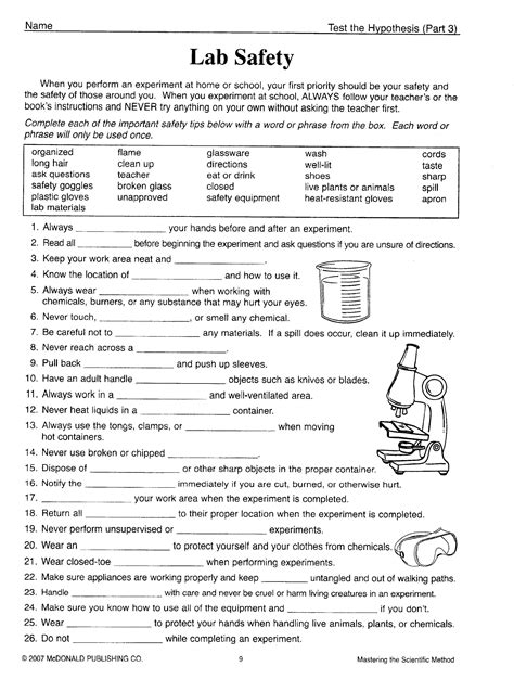 7th Grade Lab Safety Worksheet   Lab Safety Worksheets Learny Kids - 7th Grade Lab Safety Worksheet