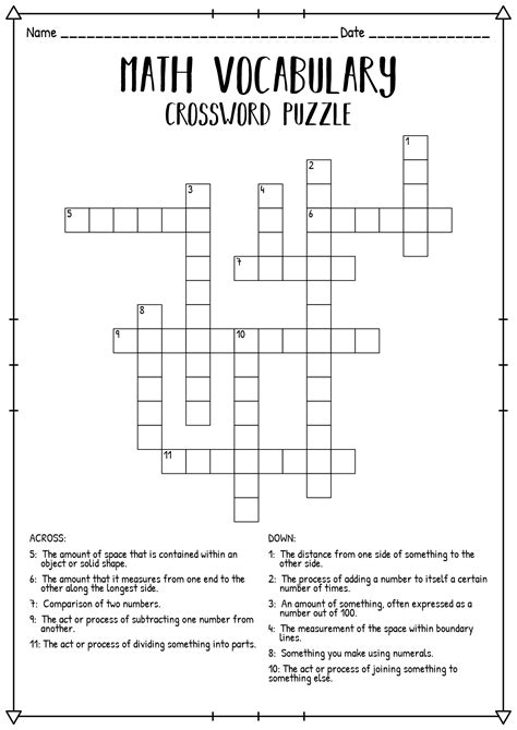 7th grade math crossword puzzles