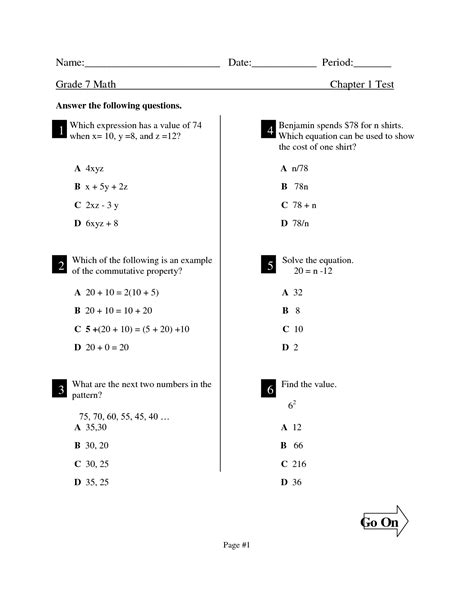 7th Grade Math Practice Topics Test Problems And Seventh Grade Answer Key - Seventh Grade Answer Key