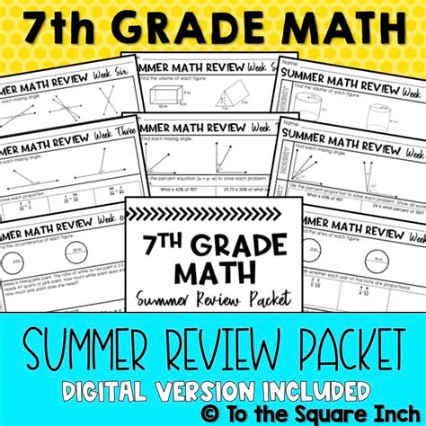 7th Grade Math Summer Packet Answers