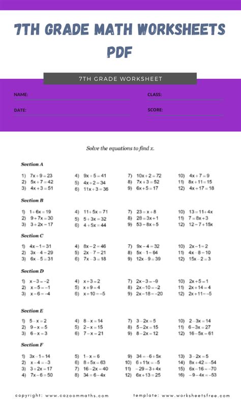 7th Grade Math Worksheets Pdf In 2024 Worksheets Seven Grade Math Worksheets - Seven Grade Math Worksheets
