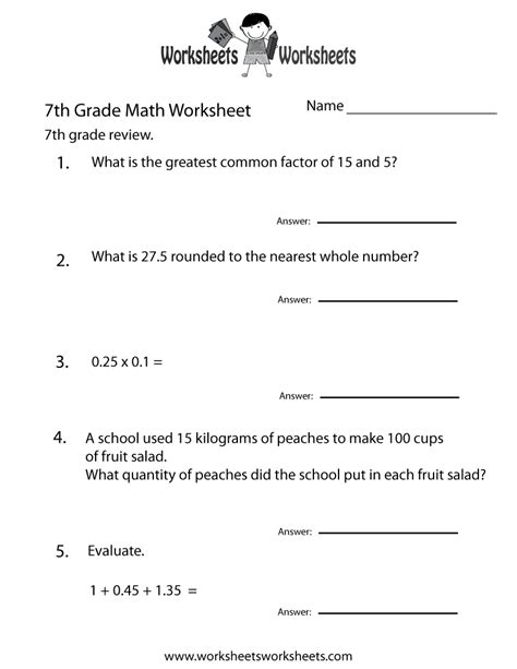 7th Grade Math Worksheets Worksheets Worksheets Seventh Grade Worksheet - Seventh Grade Worksheet