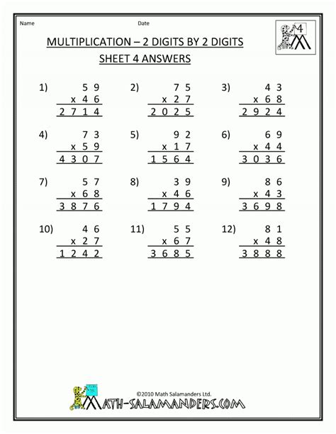 7th Grade Multiplication Worksheets With Answer Key Math 7th Grade Math Worksheets Answers - 7th Grade Math Worksheets Answers