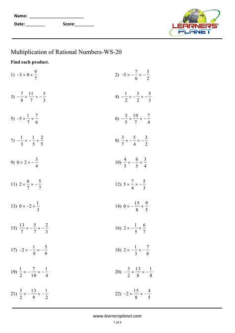 7th Grade Multiplying And Dividing Rational Numbers Worksheets Rational Number Worksheets Grade 7 - Rational Number Worksheets Grade 7