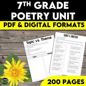7th Grade Poetry Unit 2 Peas And A Poems For 7th Grade Students - Poems For 7th Grade Students