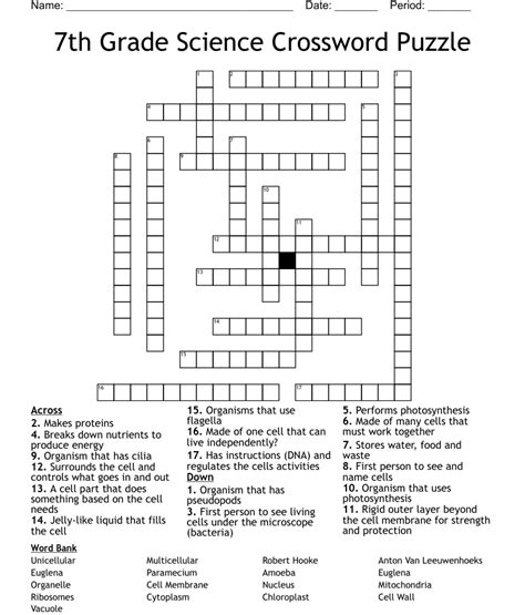 7th Grade Science Crossword Puzzle 7th Grade Science Crossword Puzzles - 7th Grade Science Crossword Puzzles