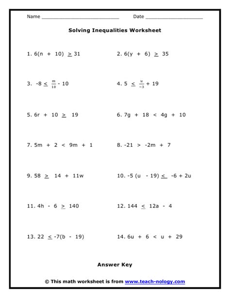 7th Grade Solving Inequalities Practice Myschoolsmath Com Inequalities Worksheet 7th Grade - Inequalities Worksheet 7th Grade