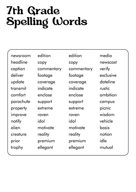 7th Grade Vocabulary And Spelling Words K12 English Vocabulary 7th Grade - Vocabulary 7th Grade