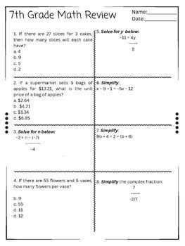Full Download 7Th Grade Math Review Workbook 