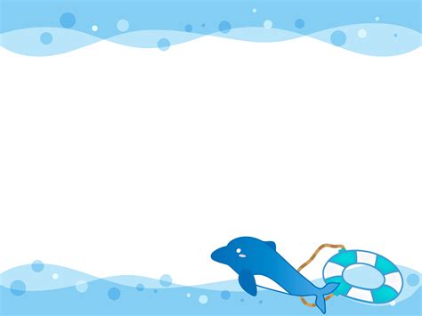 8月 浮き輪とイルカのフレーム飾り枠イラスト 無料イラスト かわいいフリー素材集 フレームぽけっと