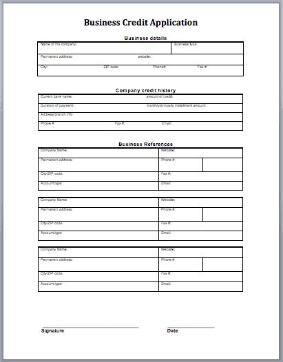 8+ Credit Application Templates Excel Excel Templates