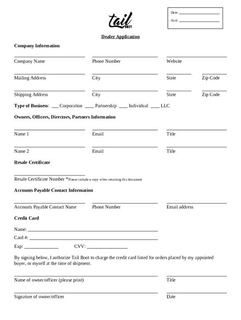 8+ Dealer Application Form Templates PDF Free & Premium Templates