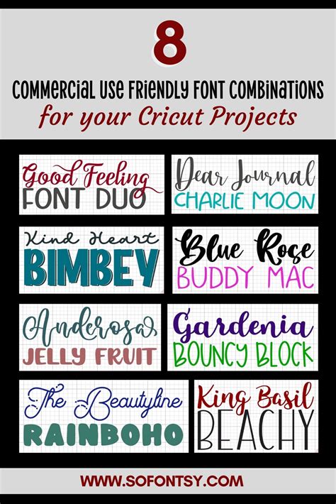 8 Commercial Use Friendly Font Combinations for Your Cricut Project