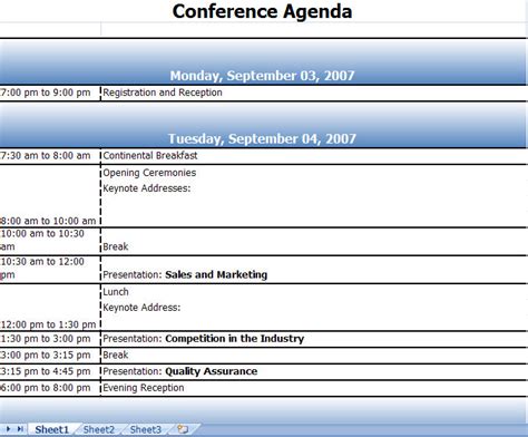8 Conference Agenda Template Excel Excel Templates Excel Templates